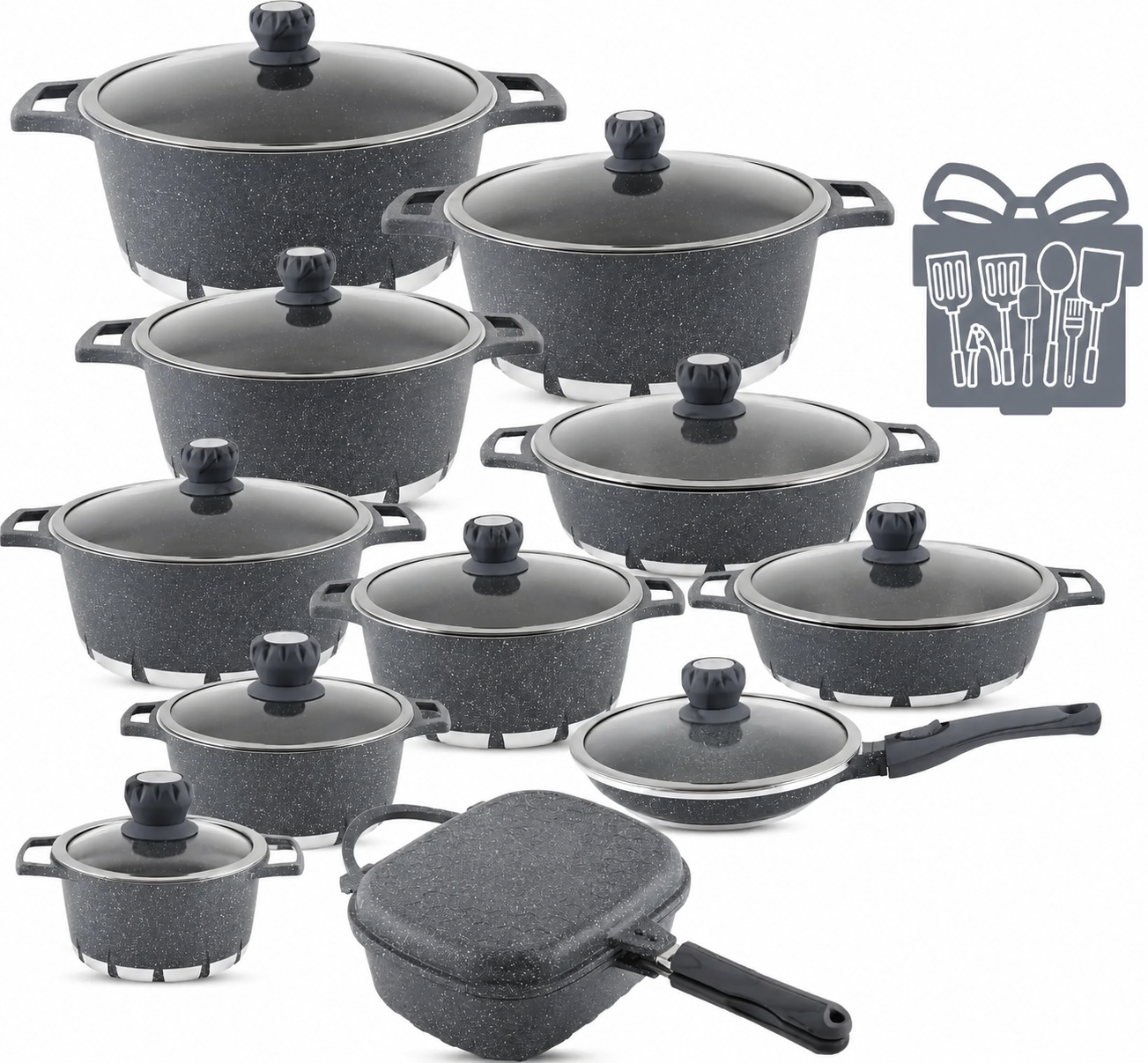 🎉Anniversary Sale - Cookware Set Pieces Non Stick Multi Layer Granite Coating