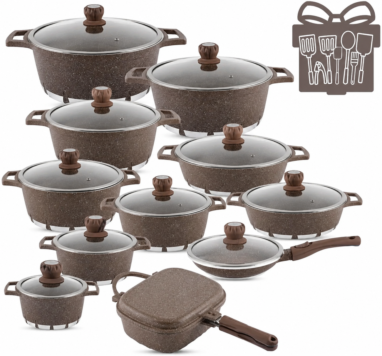 🎉Anniversary Sale - Cookware Set Pieces Non Stick Multi Layer Granite Coating