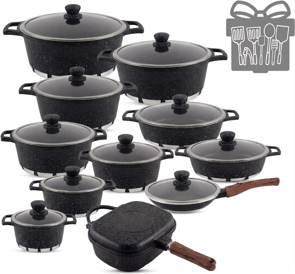 🎉Anniversary Sale - Cookware Set Pieces Non Stick Multi Layer Granite Coating