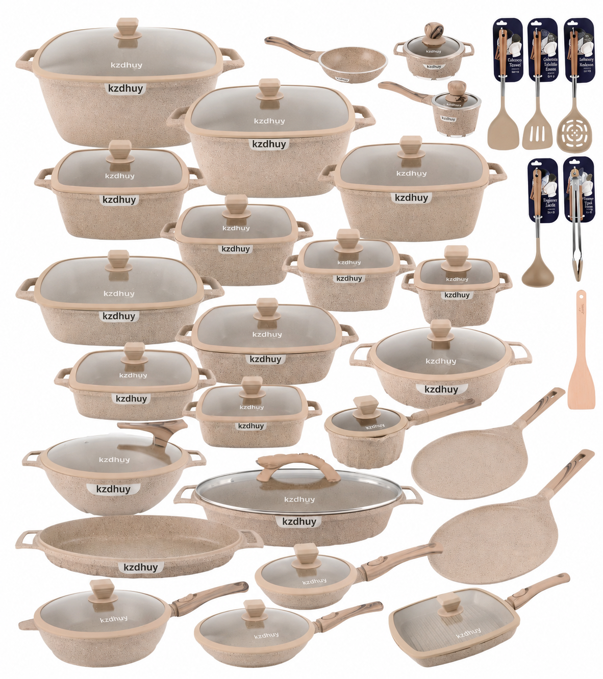 🎉Anniversary Sale - Cookware Set Pieces Non Stick Multi Layer Granite Coating