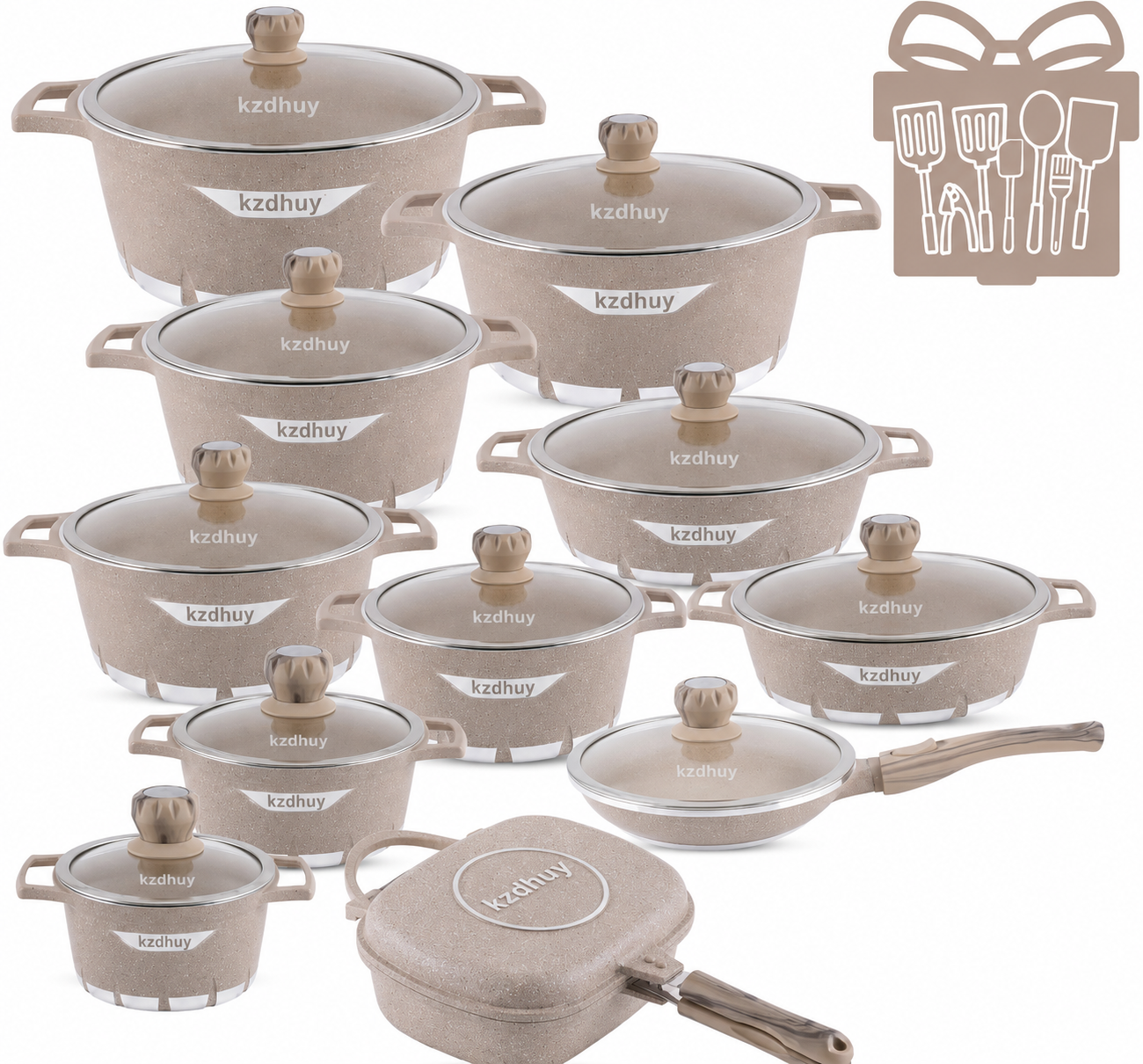 🎉Anniversary Sale - Cookware Set Pieces Non Stick Multi Layer Granite Coating