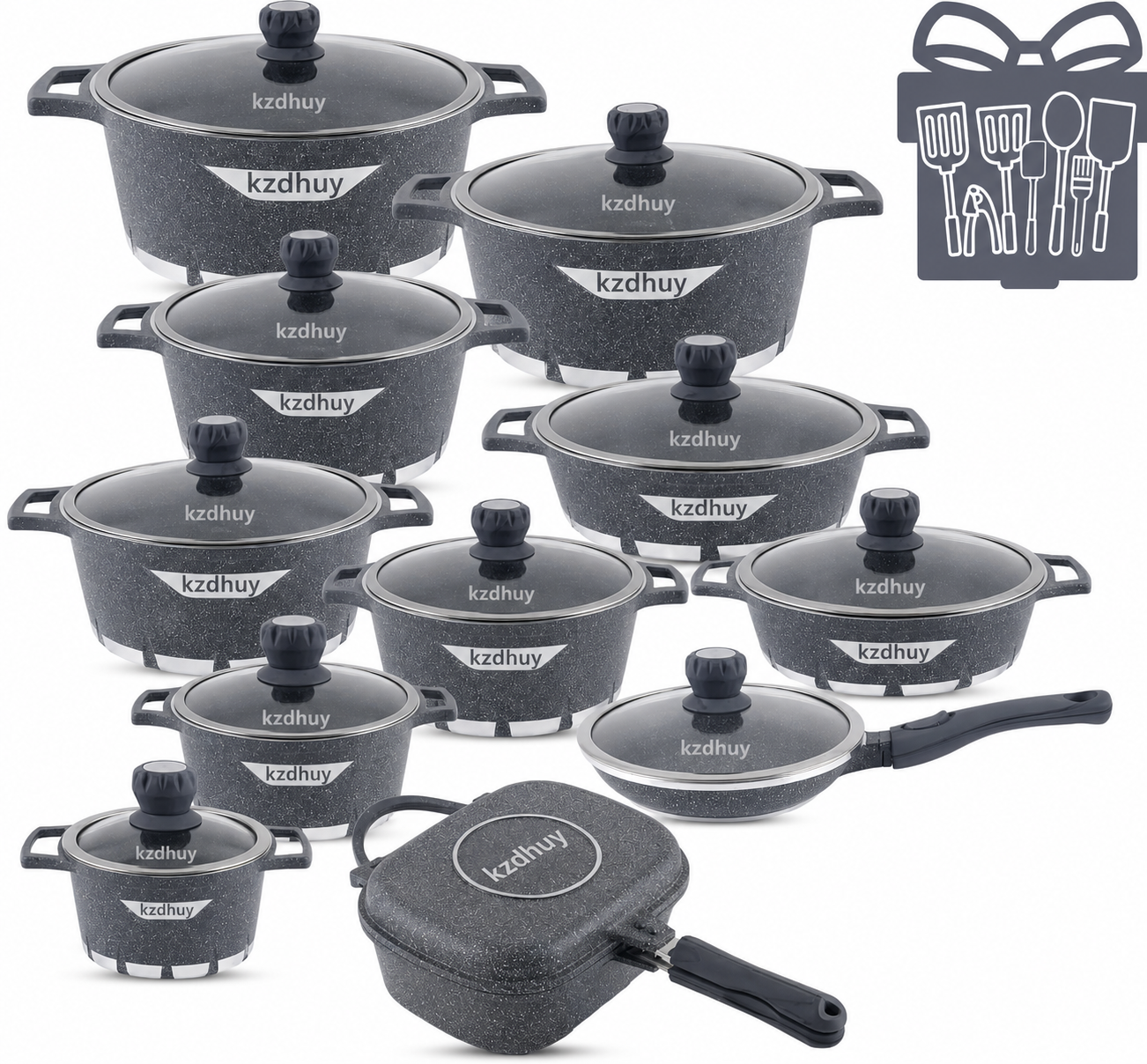 🎉Anniversary Sale - Cookware Set Pieces Non Stick Multi Layer Granite Coating