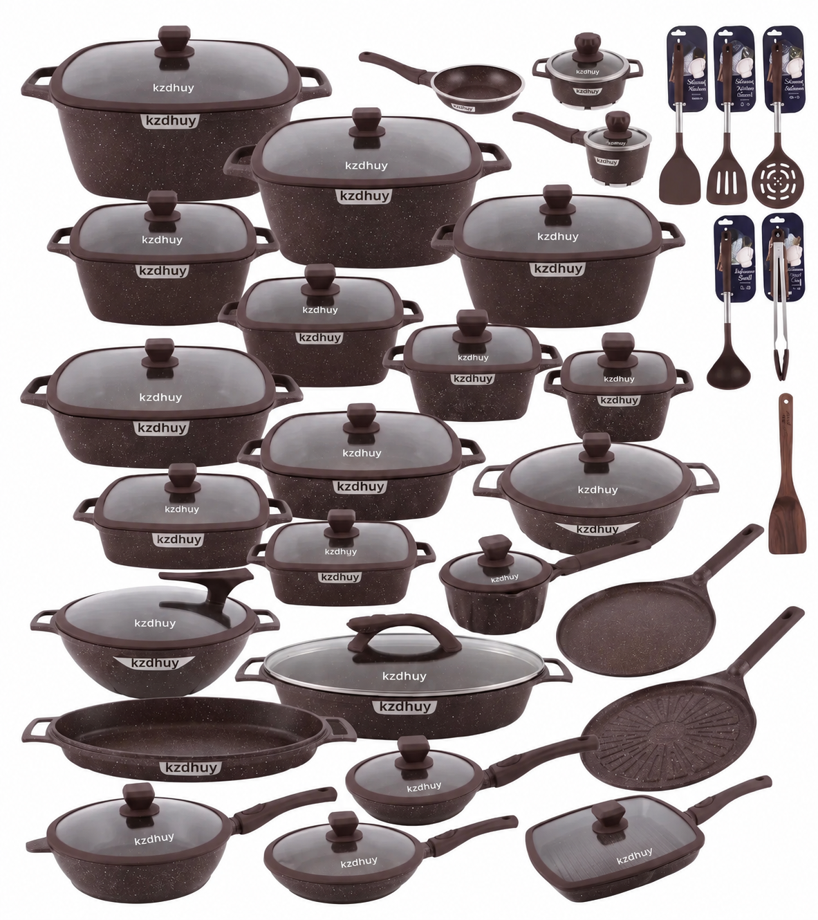 🎉Anniversary Sale - Cookware Set Pieces Non Stick Multi Layer Granite Coating