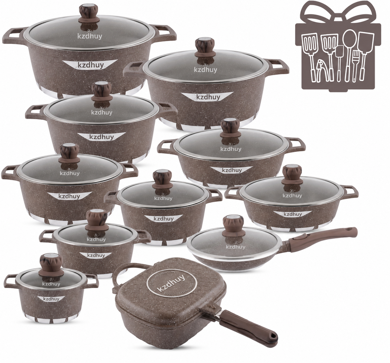 🎉Anniversary Sale - Cookware Set Pieces Non Stick Multi Layer Granite Coating