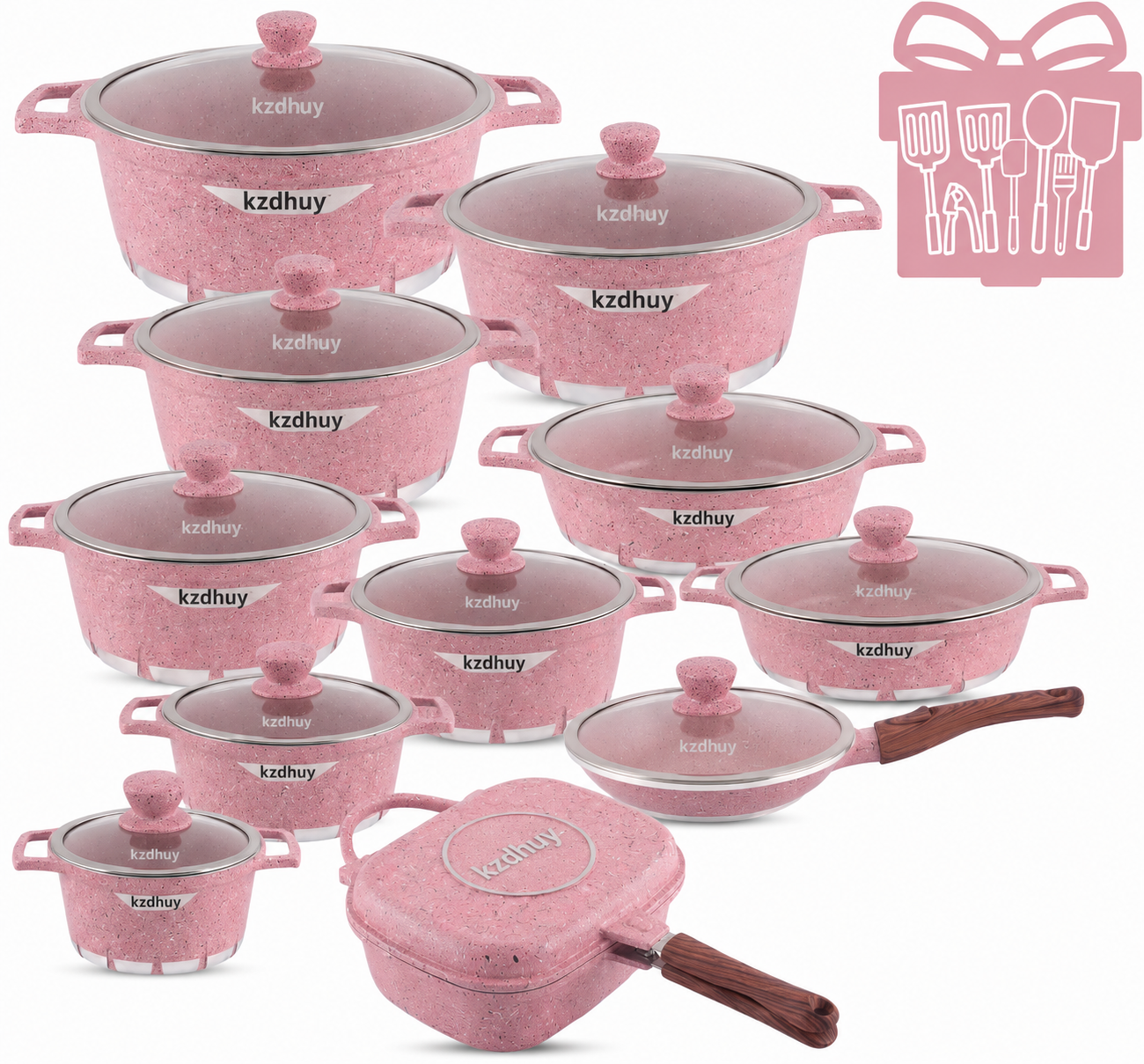 🎉Anniversary Sale - Cookware Set Pieces Non Stick Multi Layer Granite Coating
