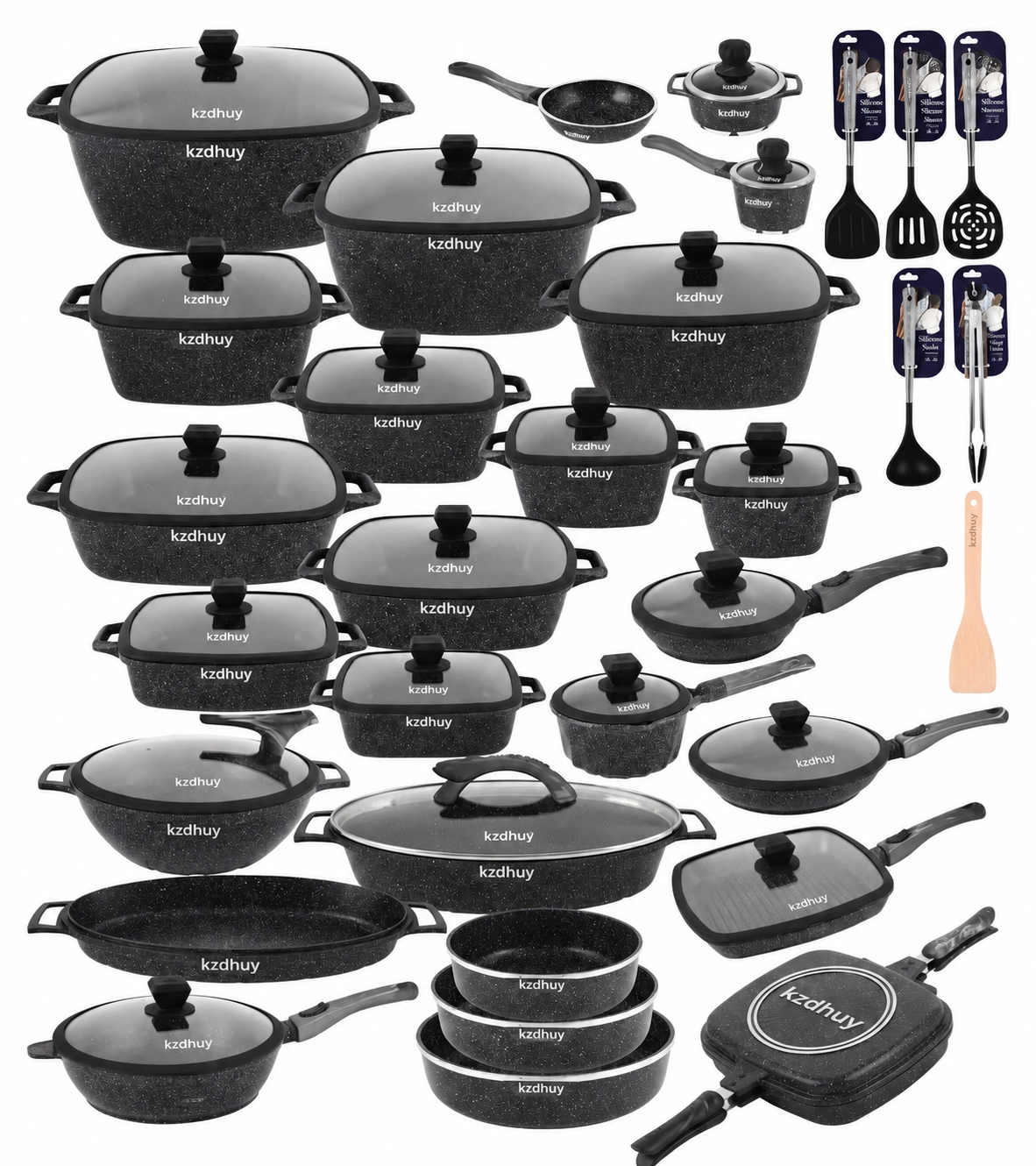 🎉Anniversary Sale - Cookware Set Pieces Non Stick Multi Layer Granite Coating
