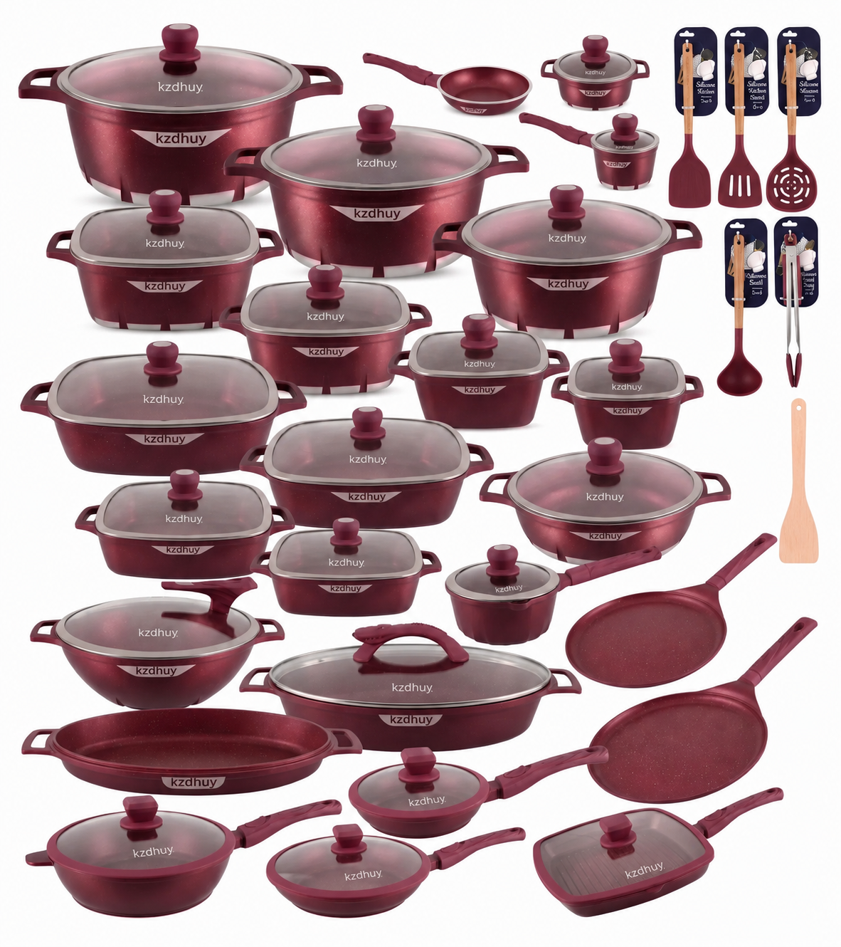 🎉Anniversary Sale - Cookware Set Pieces Non Stick Multi Layer Granite Coating