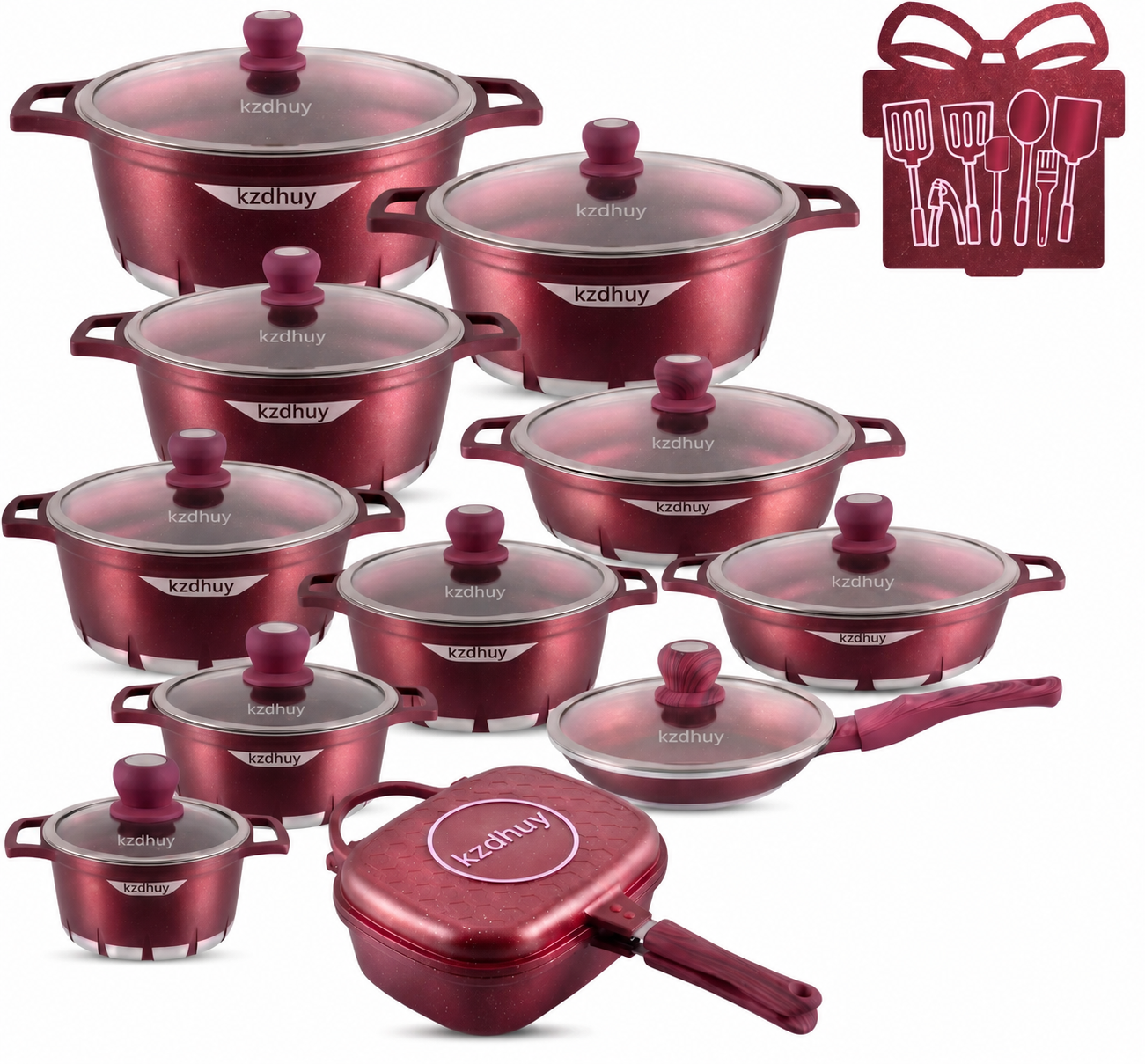 🎉Anniversary Sale - Cookware Set Pieces Non Stick Multi Layer Granite Coating
