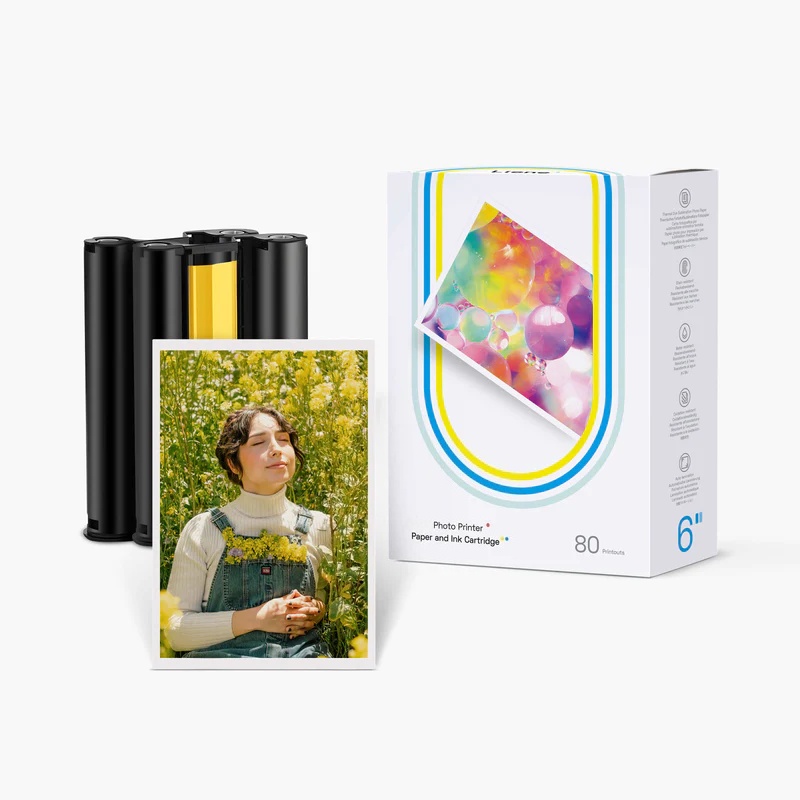 4x6" Photo Printer Paper 80 Sheets & 2 Ink Cartridges Refill