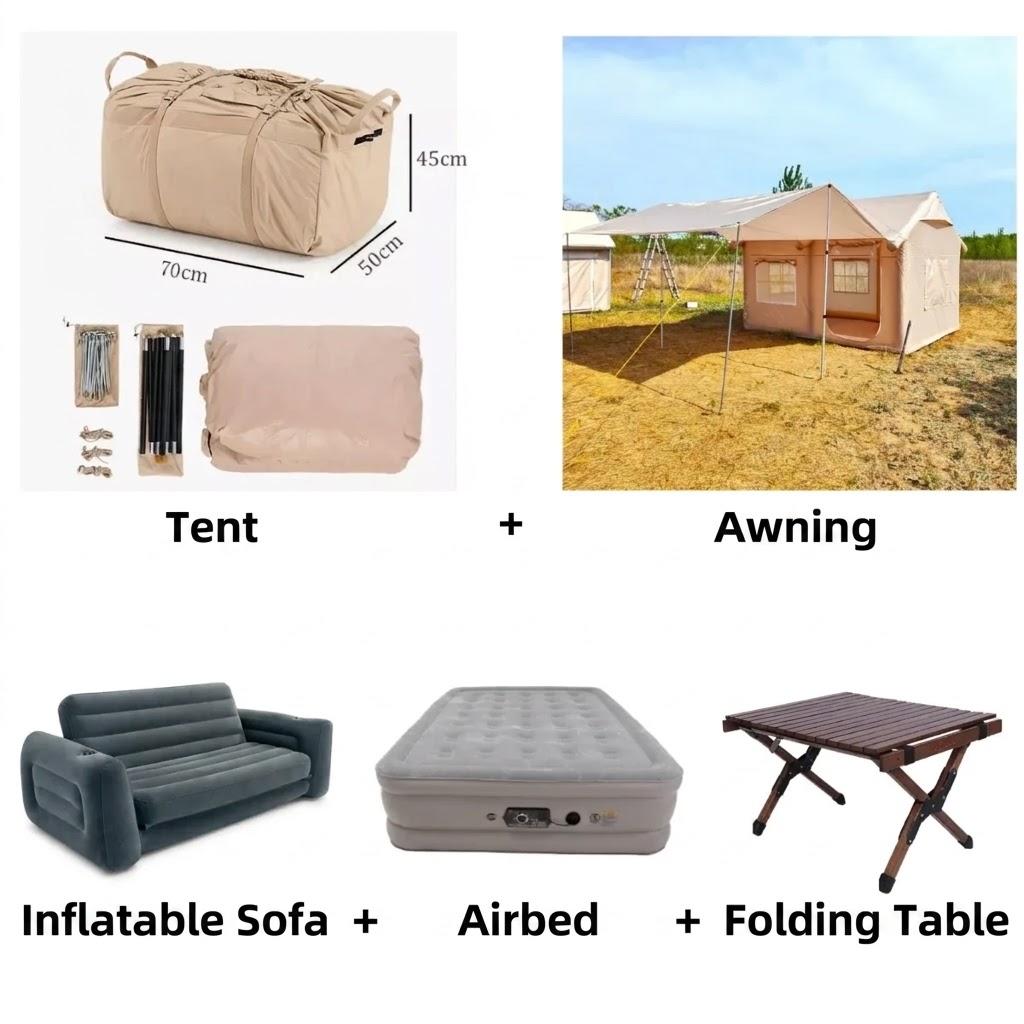 🎉⚡Hot Sale⚡Waterproof Light Weight Oxford Cloth Automatic Inflatable Tent With Camping Equipment
