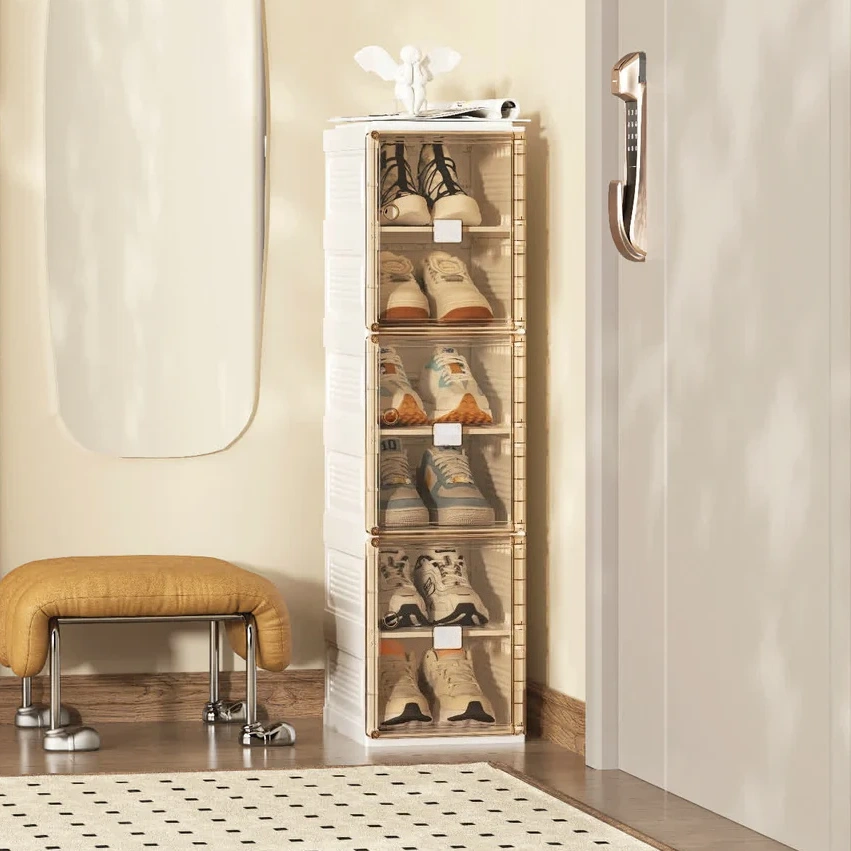 Foldable Stackable Shoe Organizer 6 Tiers with Doors