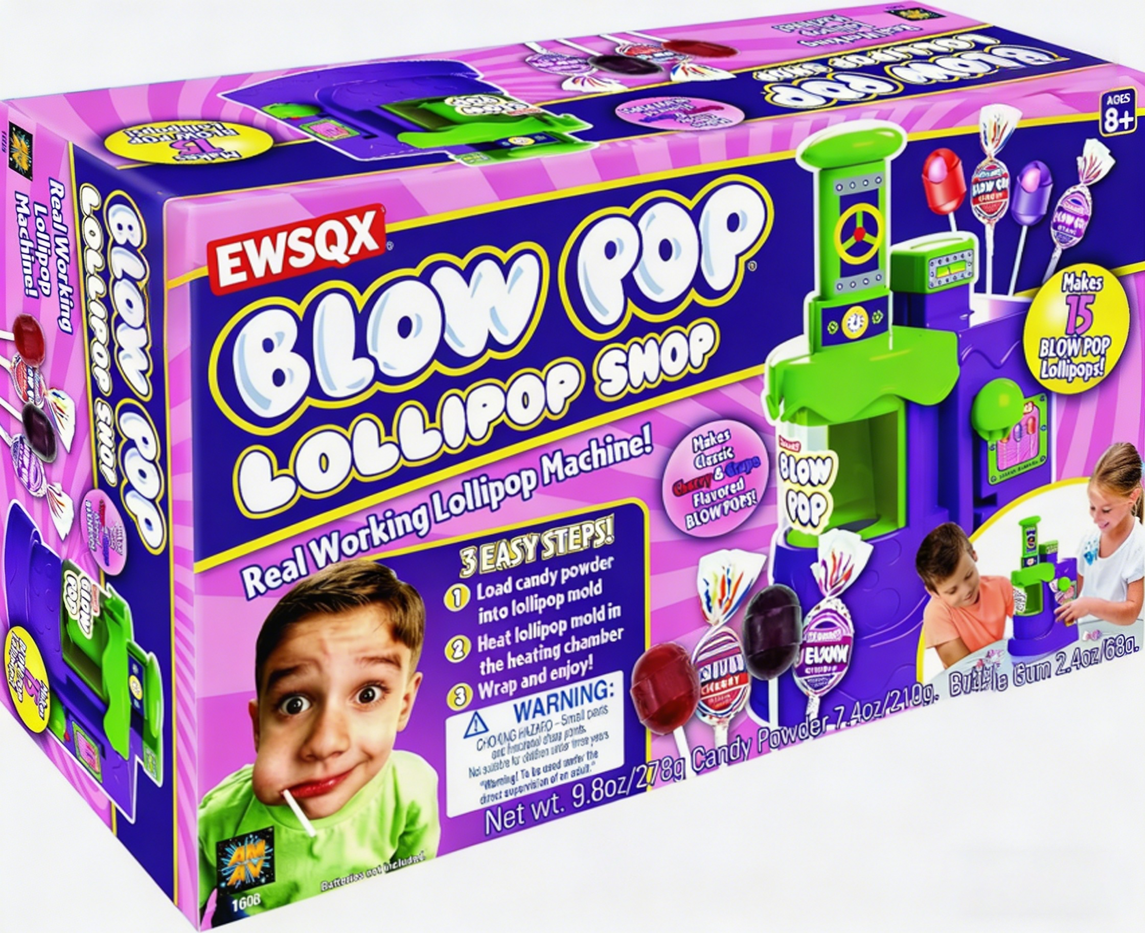 AMAV Toys Lollipop Maker - Charms Blow Pop, Tasty Snacks Party Blowpops with a Mold and you can add bubble Gum, Multicolor (1608)