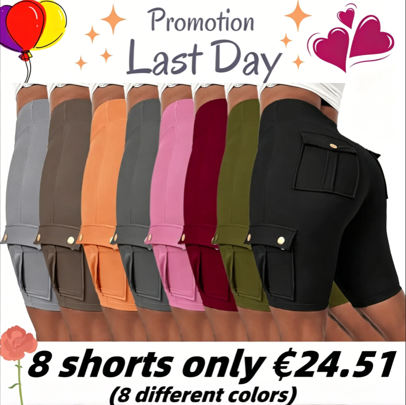 ⚡Tummy Control Butt Lifting Active Shorts High Waist Flap Pocket Workout Bermuda Cargo Running Shorts