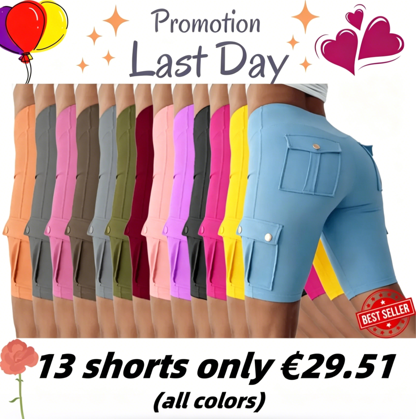 ⚡Tummy Control Butt Lifting Active Shorts High Waist Flap Pocket Workout Bermuda Cargo Running Shorts