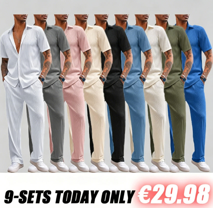 ✨Size:S-6XL🔥Men's 2 Piece Outfit Casual Short Sleeve Button Down Shirt Beach Summer Loose Pant Sets