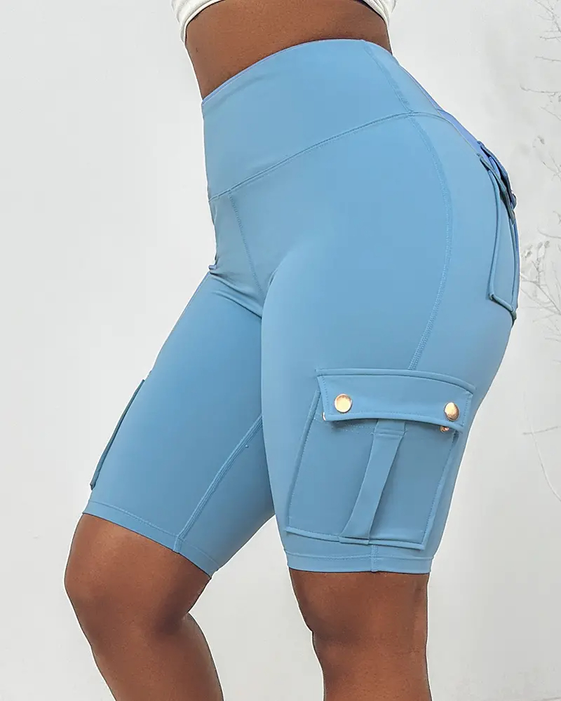 ⚡Tummy Control Butt Lifting Active Shorts High Waist Flap Pocket Workout Bermuda Cargo Running Shorts