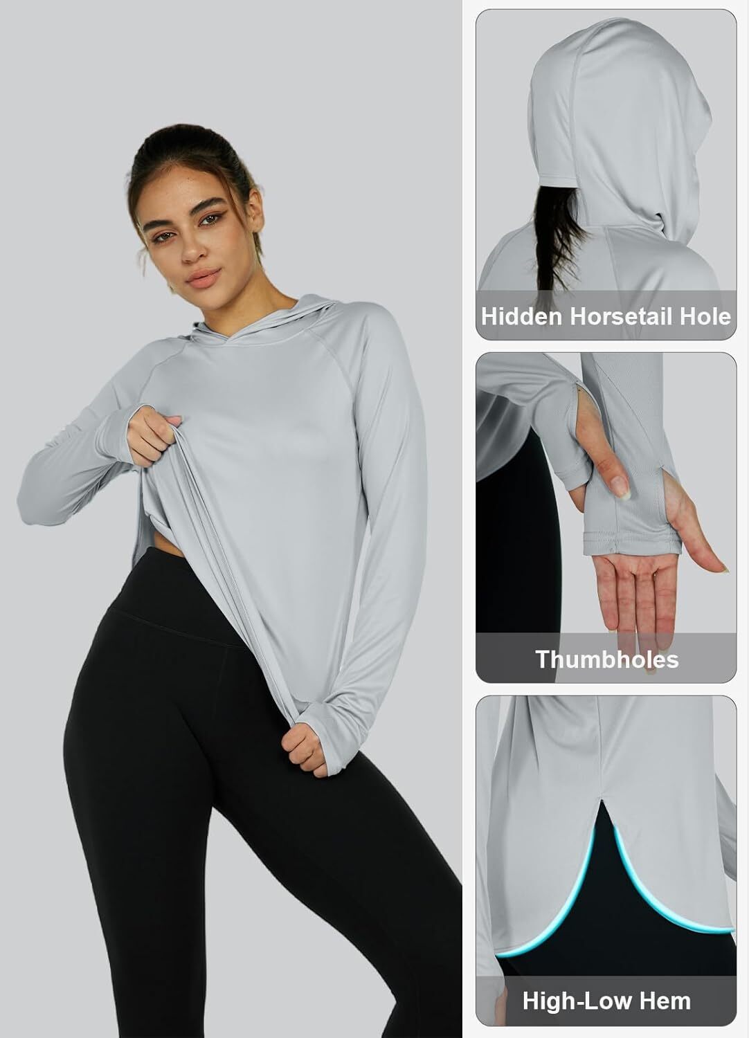 Women's Sun Protection Shirt UPF 50+ Long Sleeve Hoodie UV SPF T-Shirts Rash Guard Hiking Quick Dry Lightweight