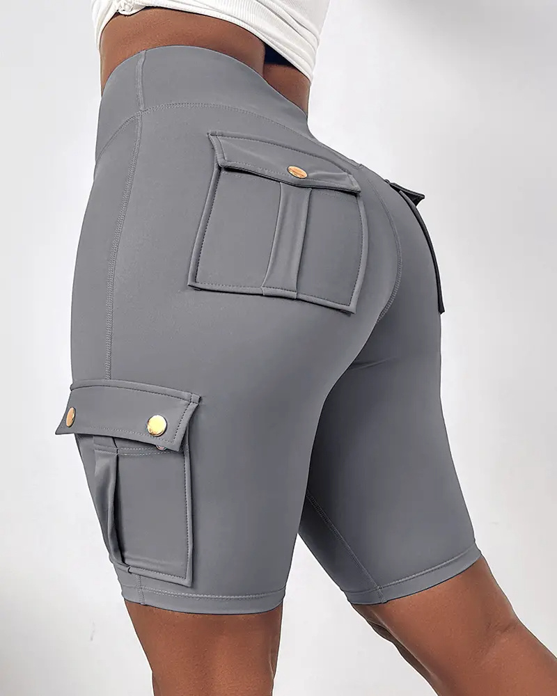 ⚡Tummy Control Butt Lifting Active Shorts High Waist Flap Pocket Workout Bermuda Cargo Running Shorts