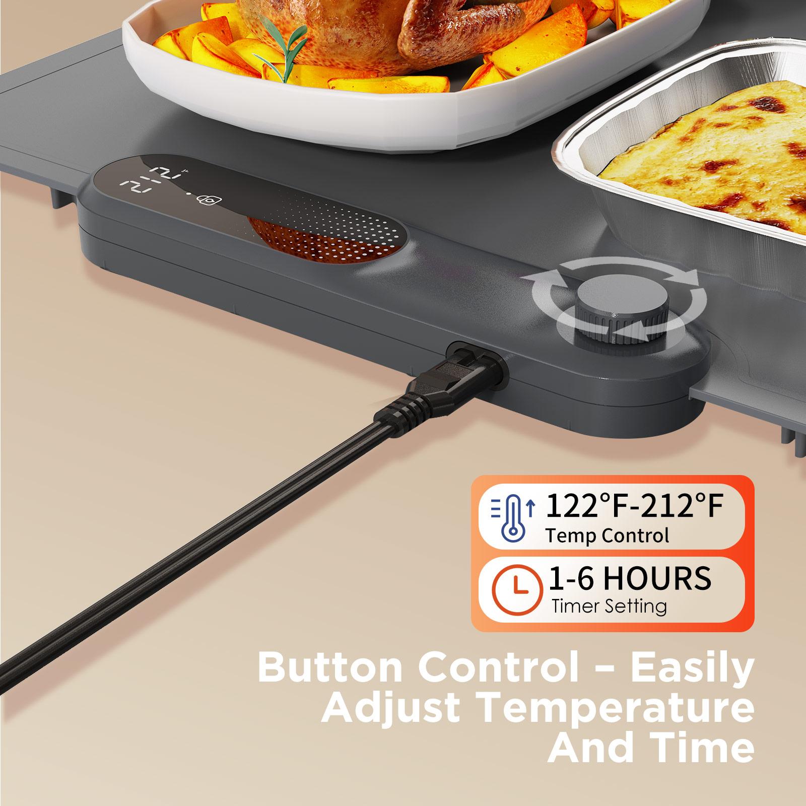 FEPPO Food Warming Mat, Food Warmers for Parties Buffet, Fast Full-Surface Heating Mat for Food with 19 Level Adjustable Temperature and 6 Hours Timer, Roll Up Food Warmer #Summervibes
