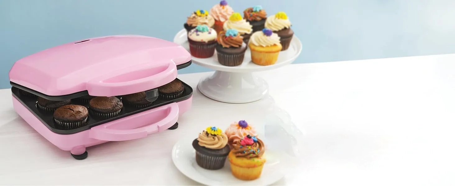 Babycakes Full Size 12 Cupcake Maker - Kitchen Appliance with Nonstick Coating & Latching Handle - Machine for Full-Sized Cupcakes - Includes Manual with Cupcake Recipes