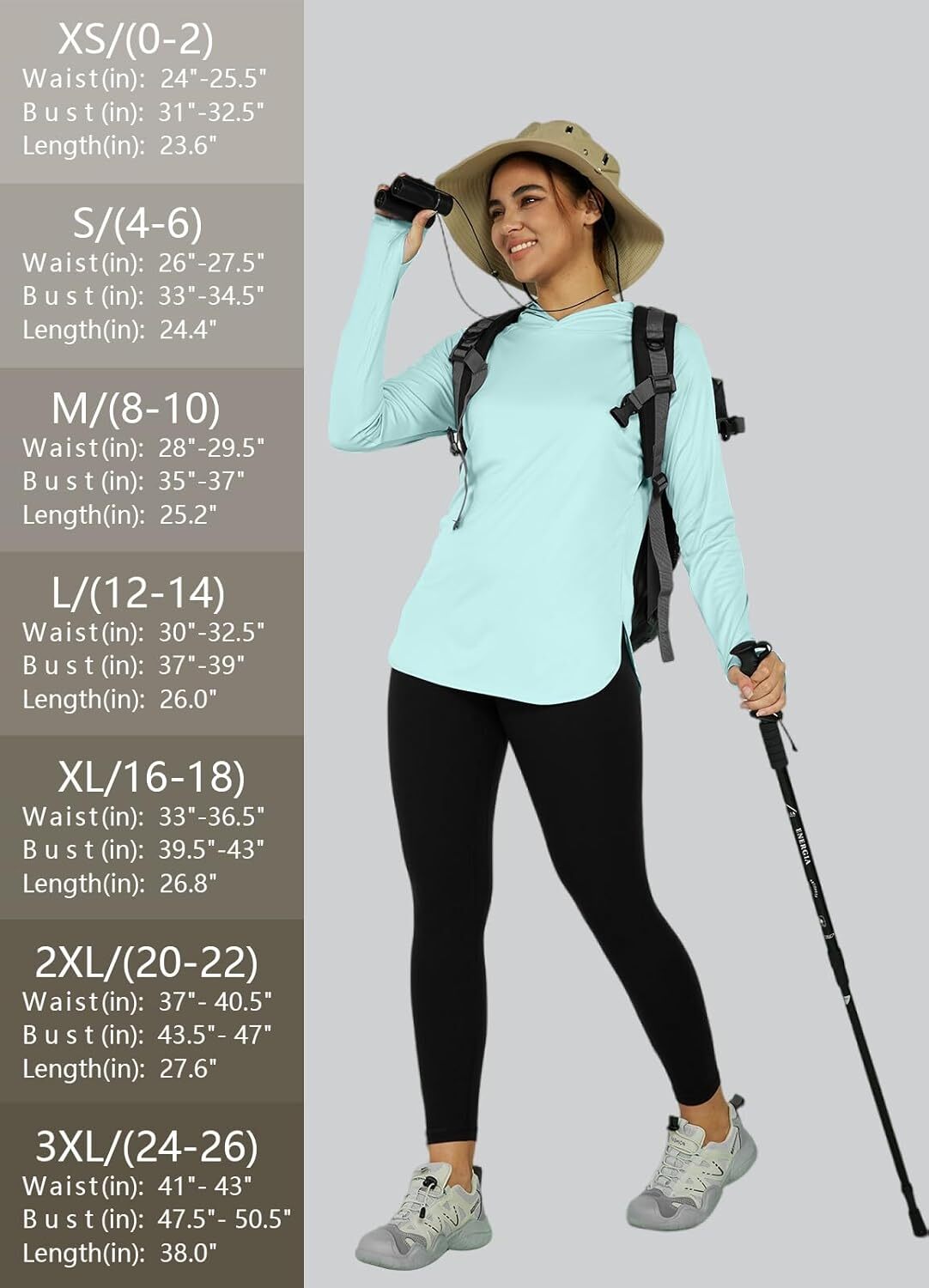 Women's Sun Protection Shirt UPF 50+ Long Sleeve Hoodie UV SPF T-Shirts Rash Guard Hiking Quick Dry Lightweight