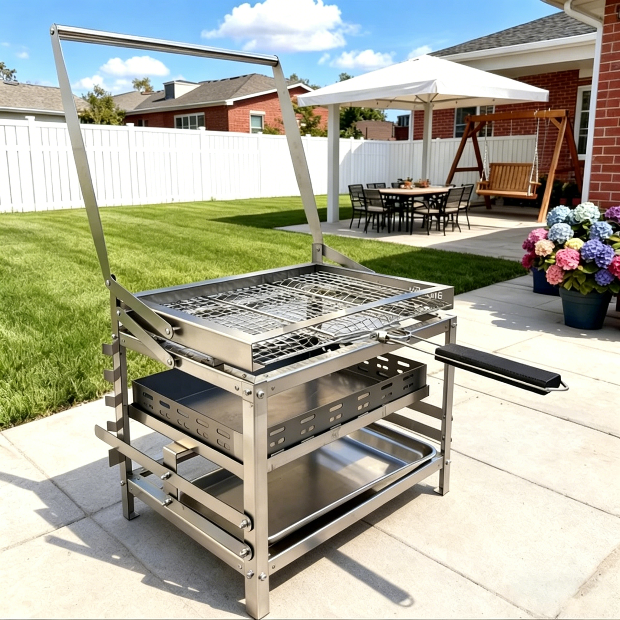 Adjustable Charcoal Rotating Grill