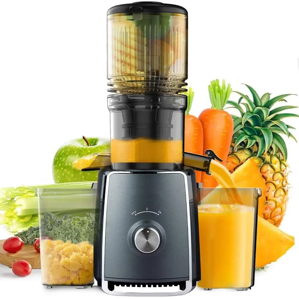 Cold Press Juicer with 5.3" Large Feed Chute 300W Professional Slow Masticating Juicer for Whole Vegetables & Fruits  Auto Pulp Separation, Quiet Motor  Easy to Clean for Batch Juicing