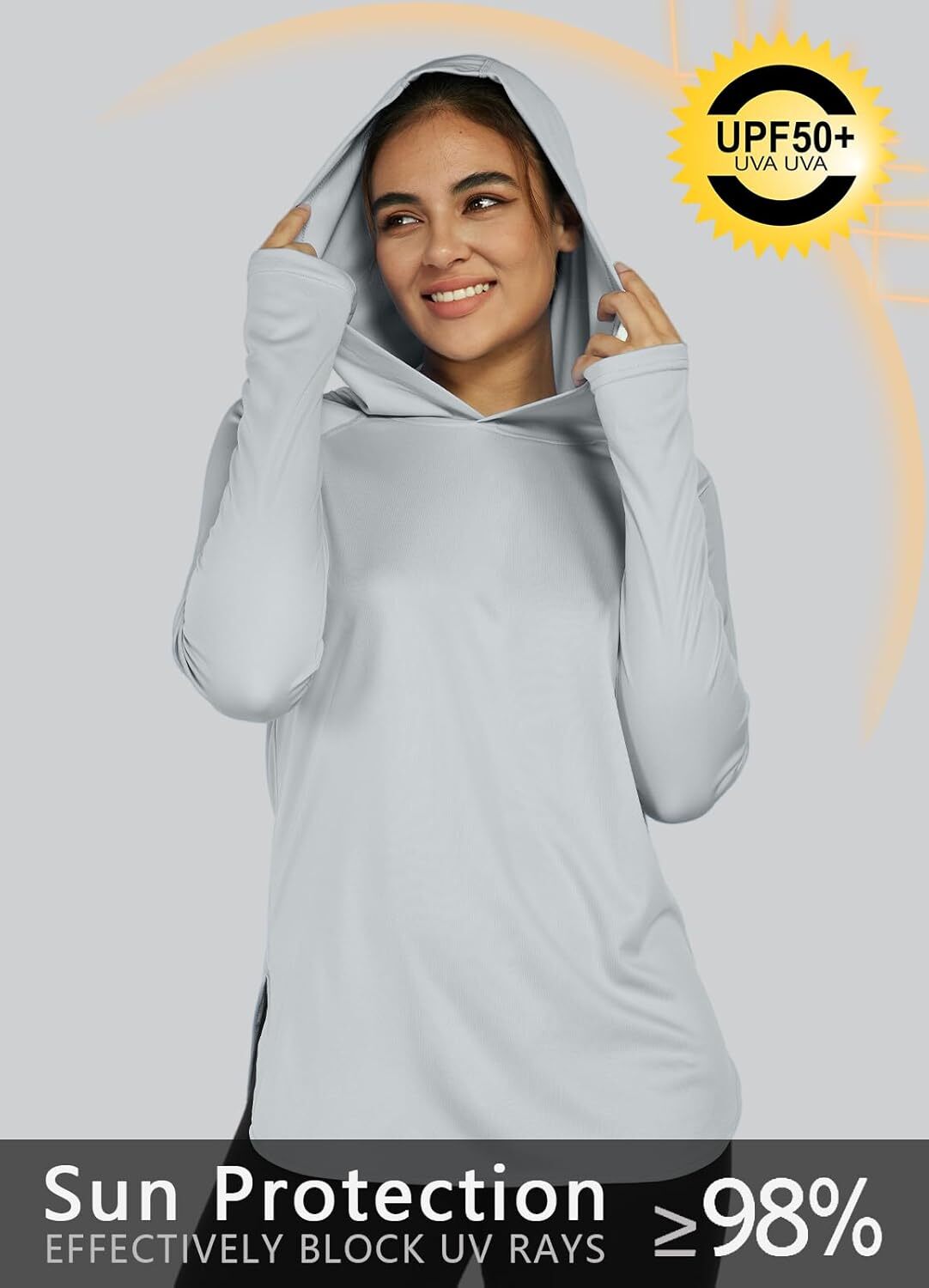 Women's Sun Protection Shirt UPF 50+ Long Sleeve Hoodie UV SPF T-Shirts Rash Guard Hiking Quick Dry Lightweight