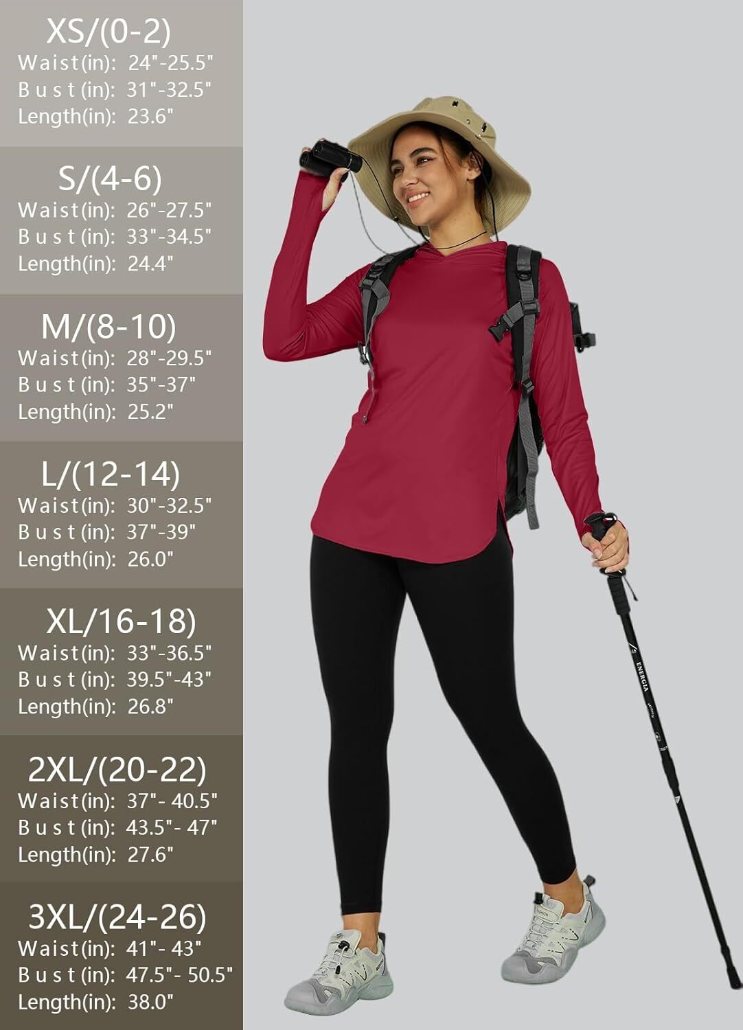 Women's Sun Protection Shirt UPF 50+ Long Sleeve Hoodie UV SPF T-Shirts Rash Guard Hiking Quick Dry Lightweight