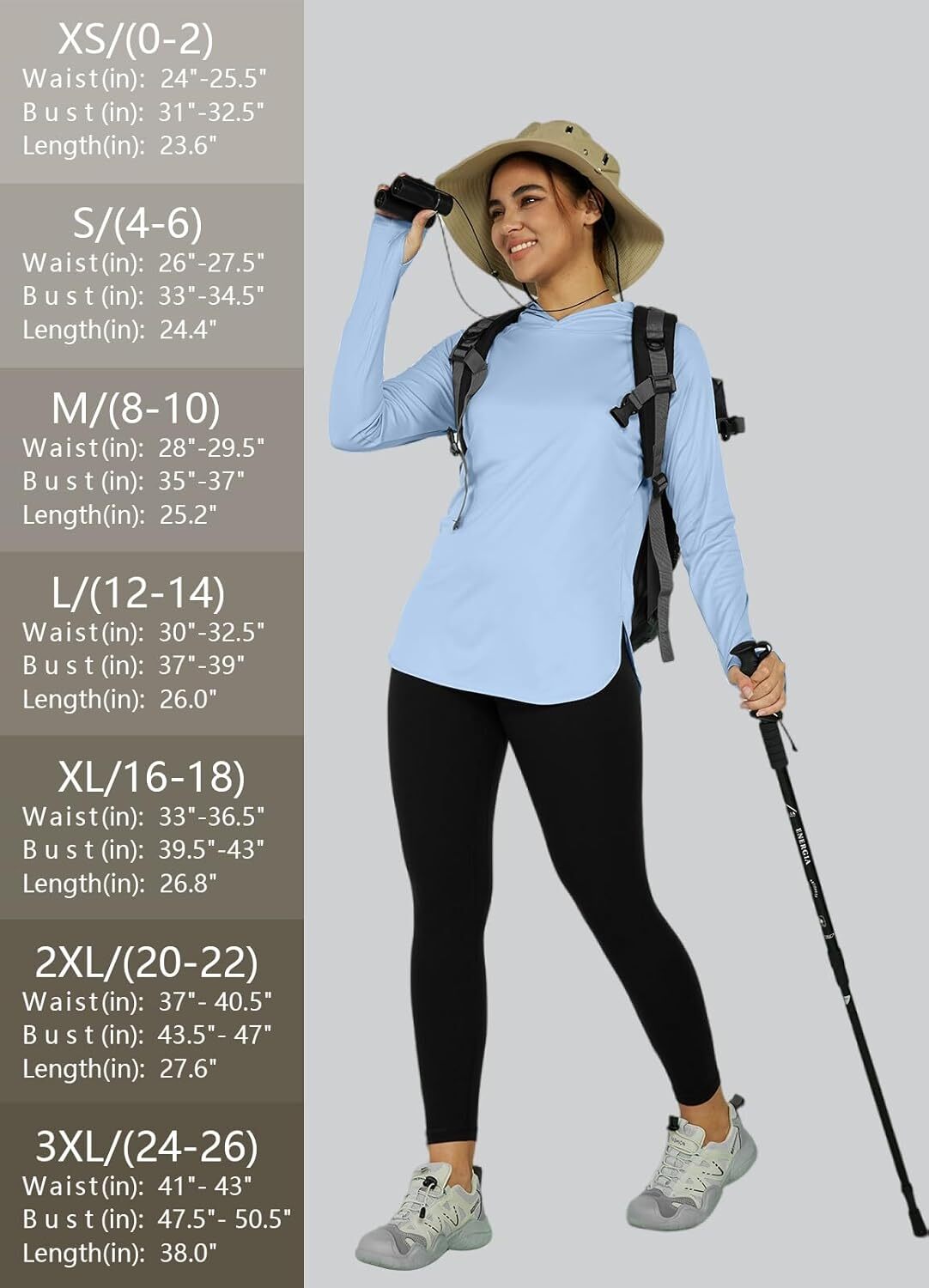 Women's Sun Protection Shirt UPF 50+ Long Sleeve Hoodie UV SPF T-Shirts Rash Guard Hiking Quick Dry Lightweight