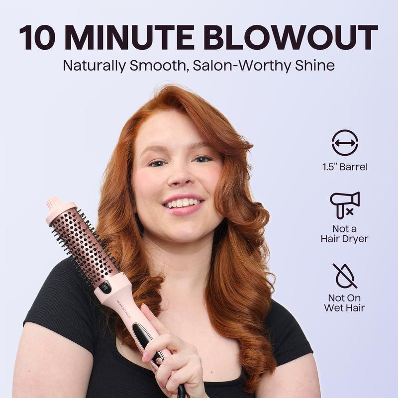Heated Blowout Brush - 1.5 Inch Ceramic Thermal Round Brush for Volumizing Hair