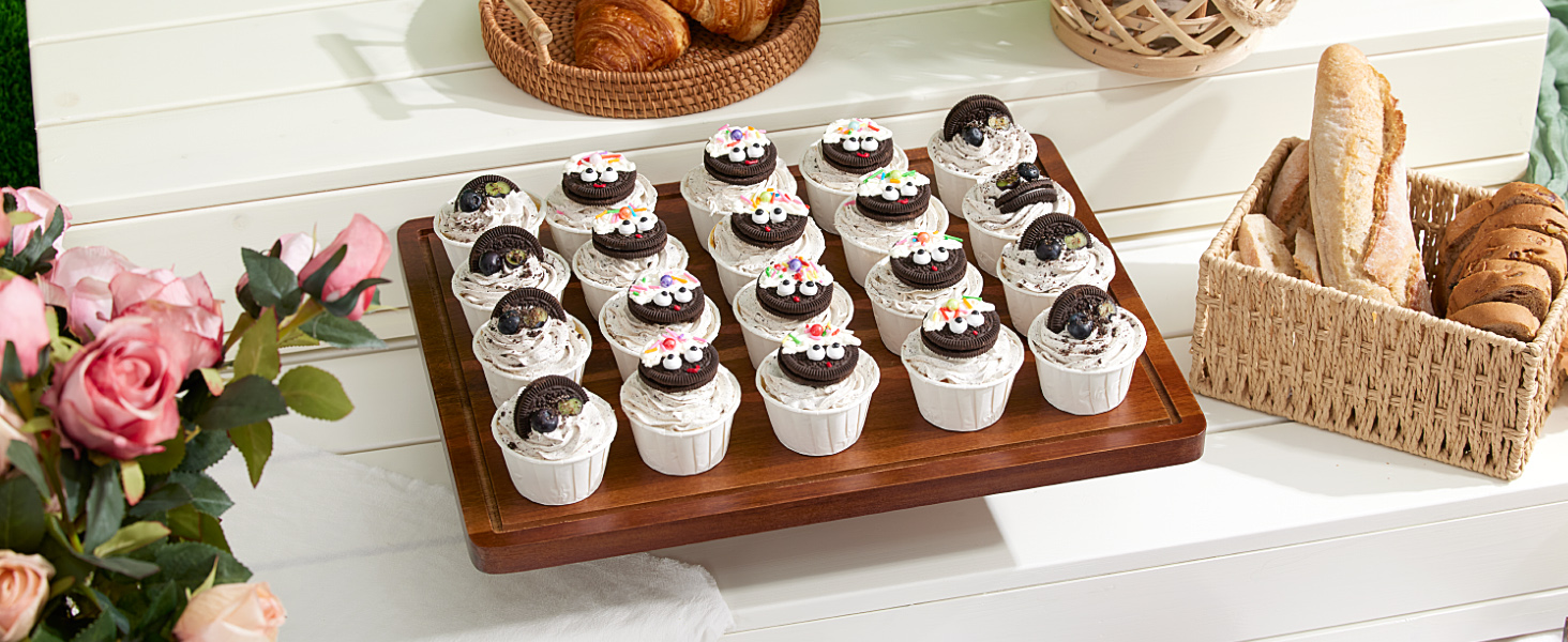 Wooden Cake Display Stand with Acrylic Dome