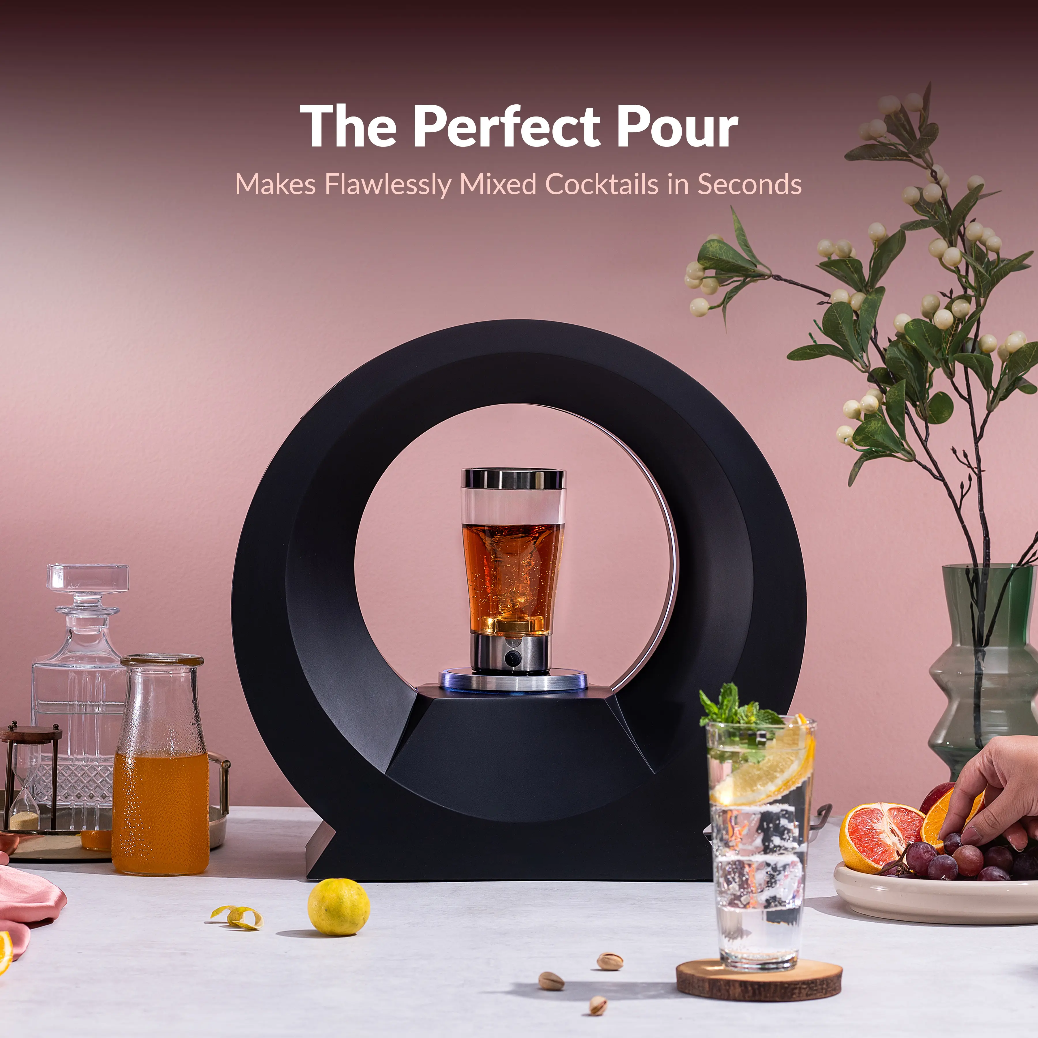 Barsys 360 Cocktail Maker Machine (Black) : Smart Margarita Machine & Home Bartender Drink Maker for Cocktails, Mixed Drinks, and Mocktails