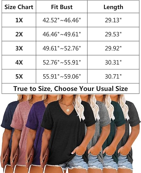 🔥Plus size v neck t shirt women short sleeve tops casual summer