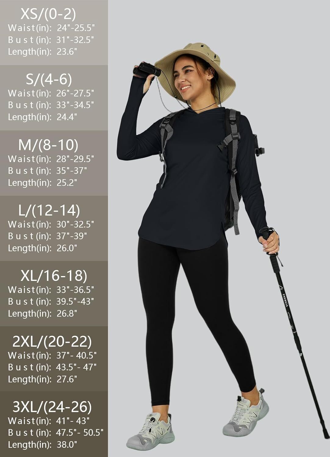 Women's Sun Protection Shirt UPF 50+ Long Sleeve Hoodie UV SPF T-Shirts Rash Guard Hiking Quick Dry Lightweight