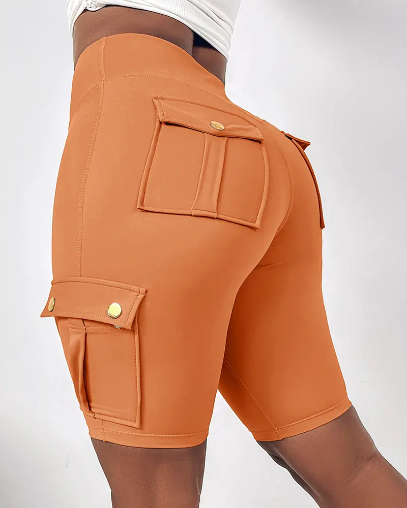 ⚡Tummy Control Butt Lifting Active Shorts High Waist Flap Pocket Workout Bermuda Cargo Running Shorts
