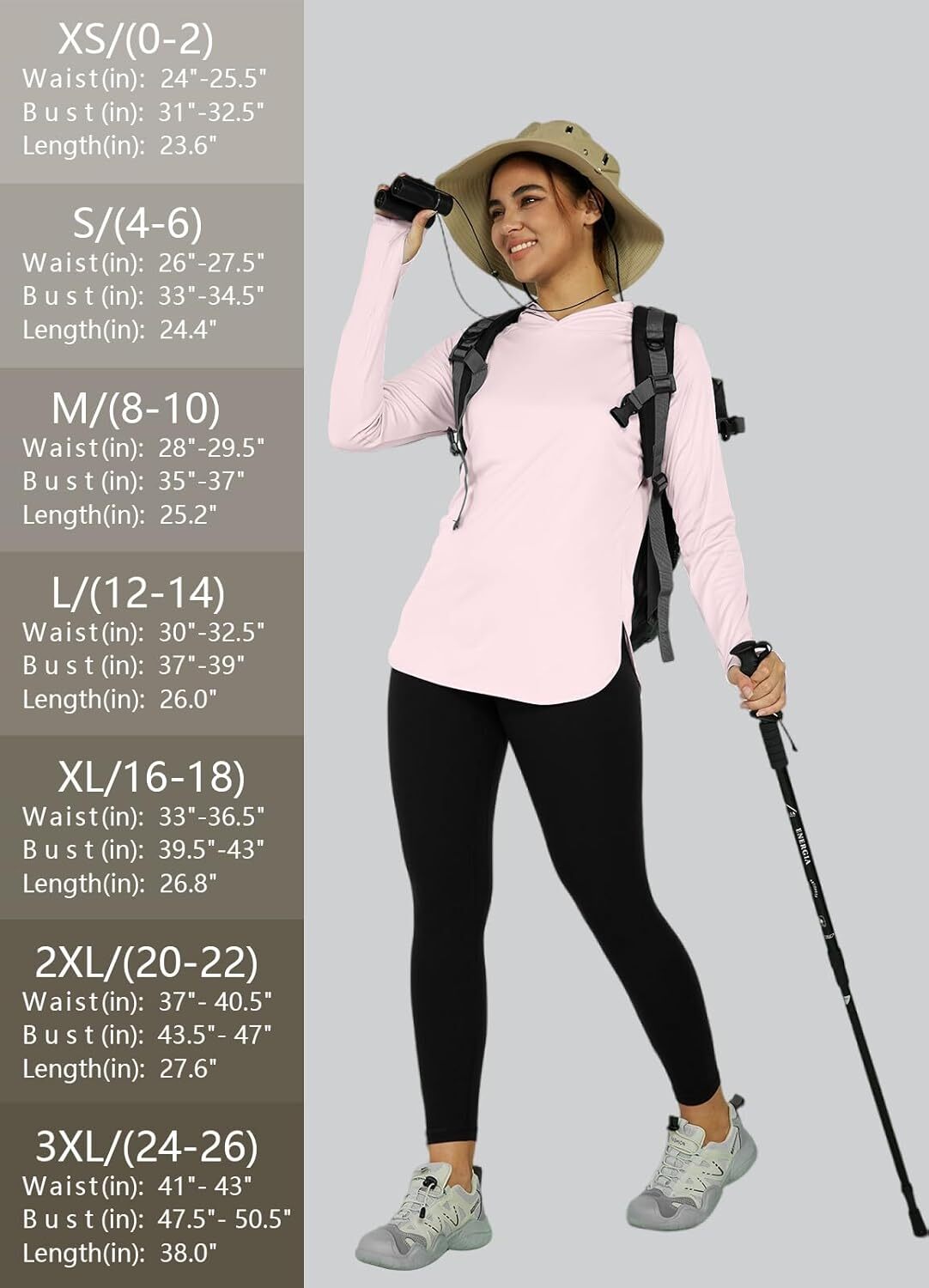Women's Sun Protection Shirt UPF 50+ Long Sleeve Hoodie UV SPF T-Shirts Rash Guard Hiking Quick Dry Lightweight