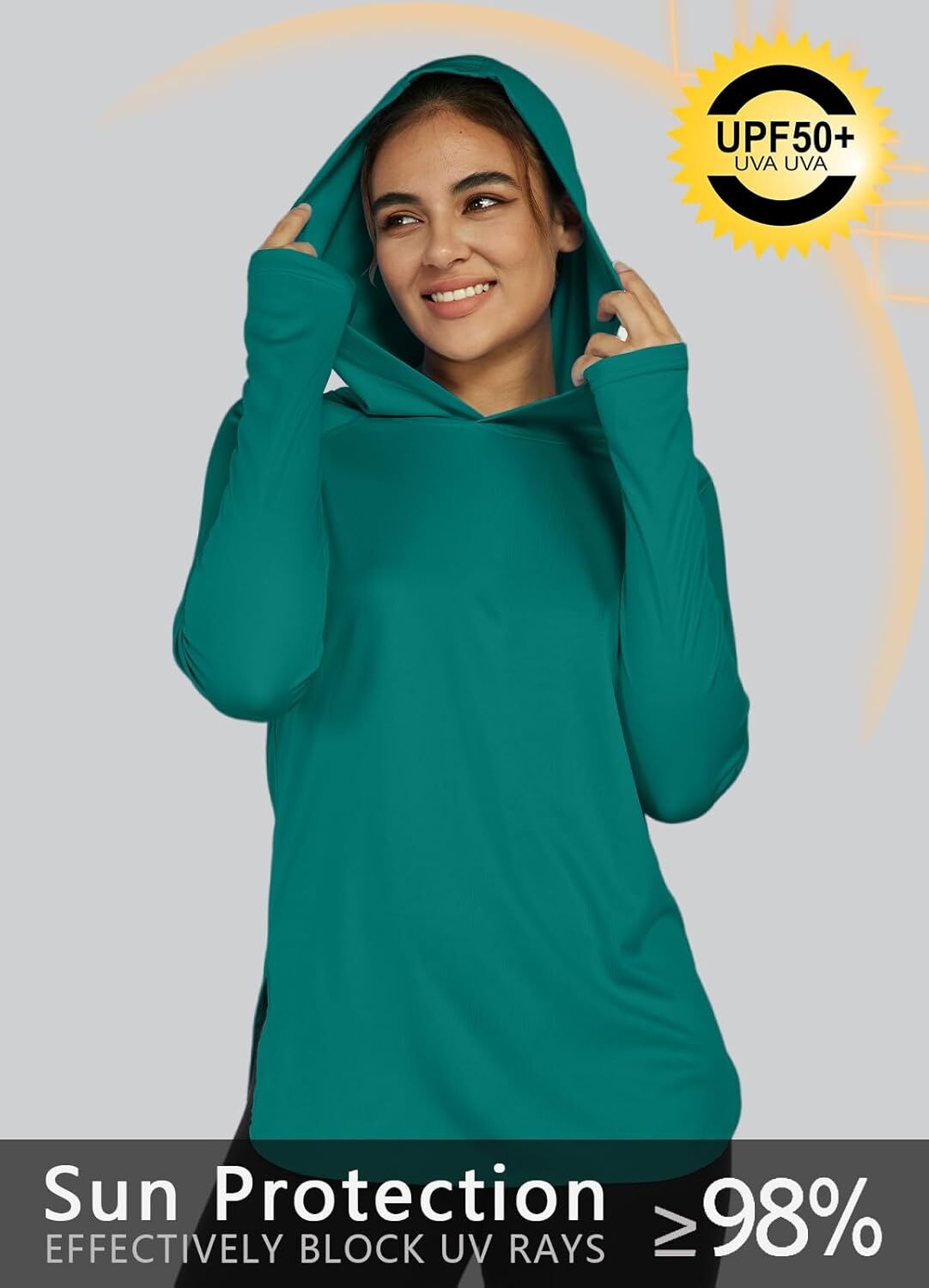 Women's Sun Protection Shirt UPF 50+ Long Sleeve Hoodie UV SPF T-Shirts Rash Guard Hiking Quick Dry Lightweight
