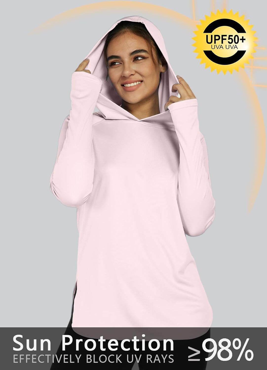 Women's Sun Protection Shirt UPF 50+ Long Sleeve Hoodie UV SPF T-Shirts Rash Guard Hiking Quick Dry Lightweight