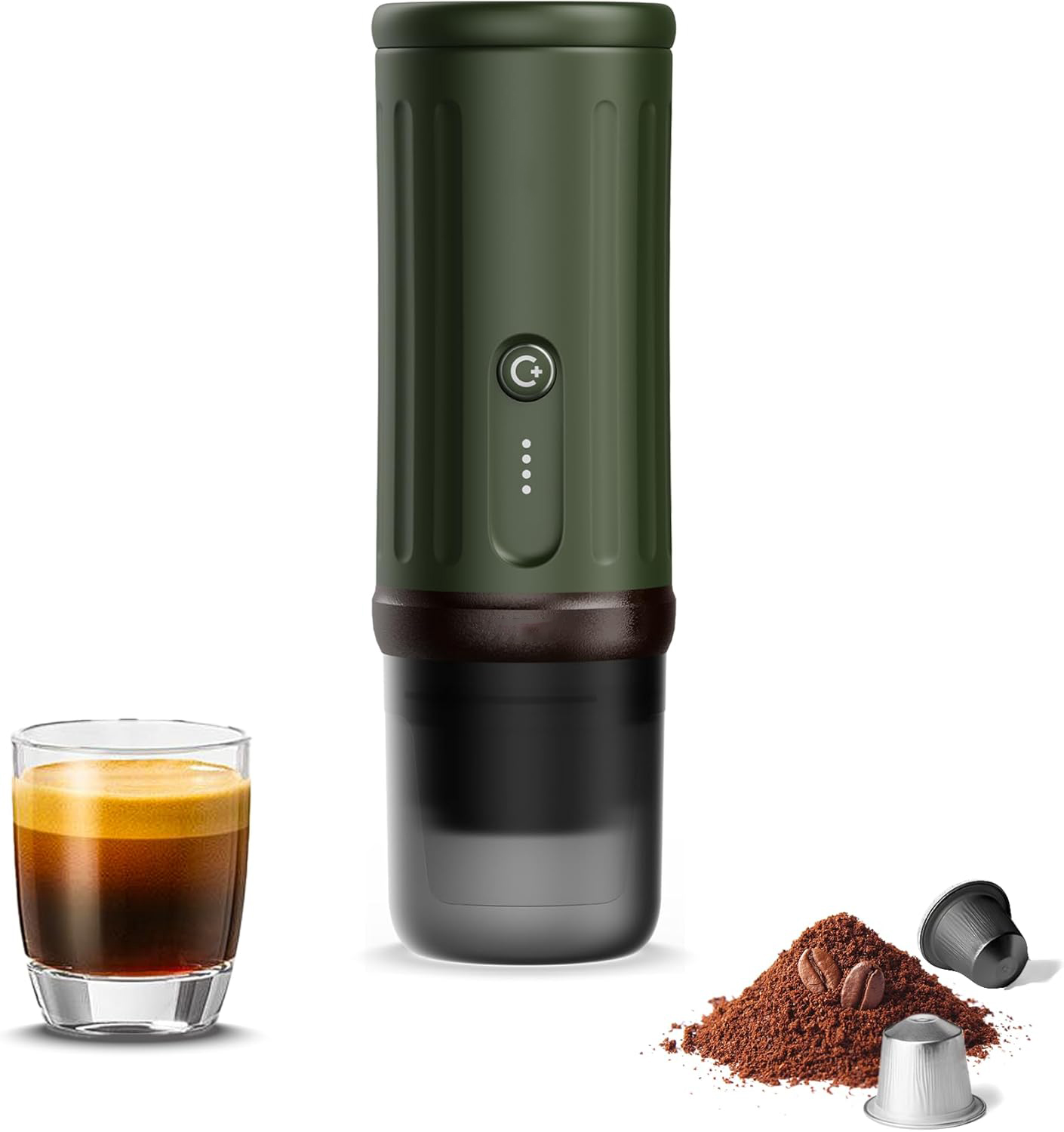 CERA+ Portable Coffee Maker Electric Espresso Machine, Self-Heating 8 Cups per Charge & 20 Bar Small Coffee Maker for Travel & RV, Single Serve Coffee Maker with USB-C Works with NS Capsules & Grounds