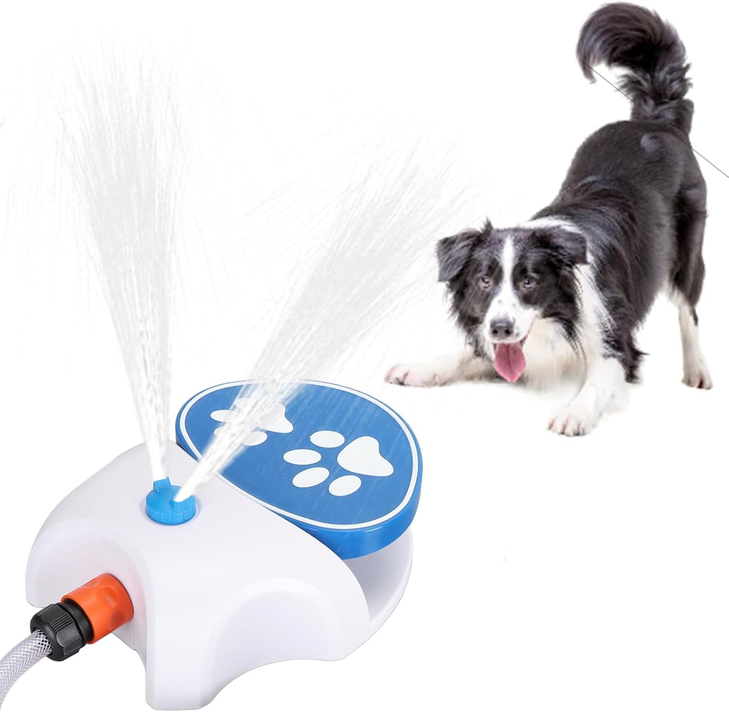 ciciglow Dog Water Fountain, Activated Outdoor Dog Pet Water Sprinkler with Hose, Interactive Dog Water Fountain Toy