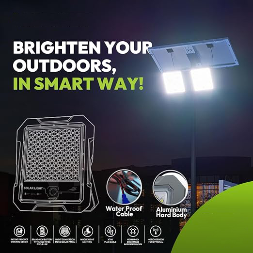 800 Watts LED Solar Flood Light with Remote Control & Motion Sensor | Aluminium Water Proof Body | 45000 mAh LiFePO4 Battery Solar Security Flood Light | 1 Year Warranty
