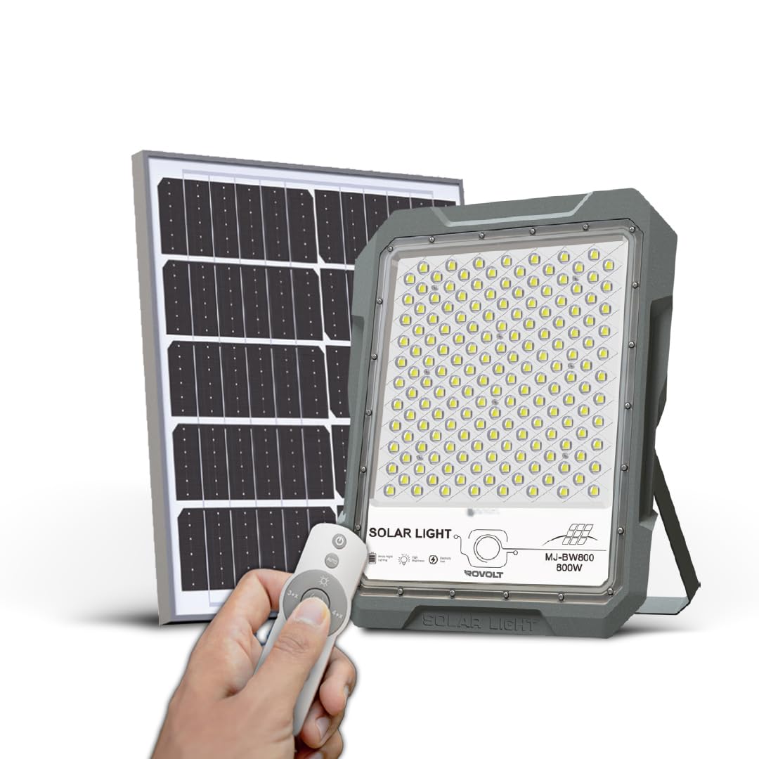 800 Watts LED Solar Flood Light with Remote Control & Motion Sensor | Aluminium Water Proof Body | 45000 mAh LiFePO4 Battery Solar Security Flood Light | 1 Year Warranty