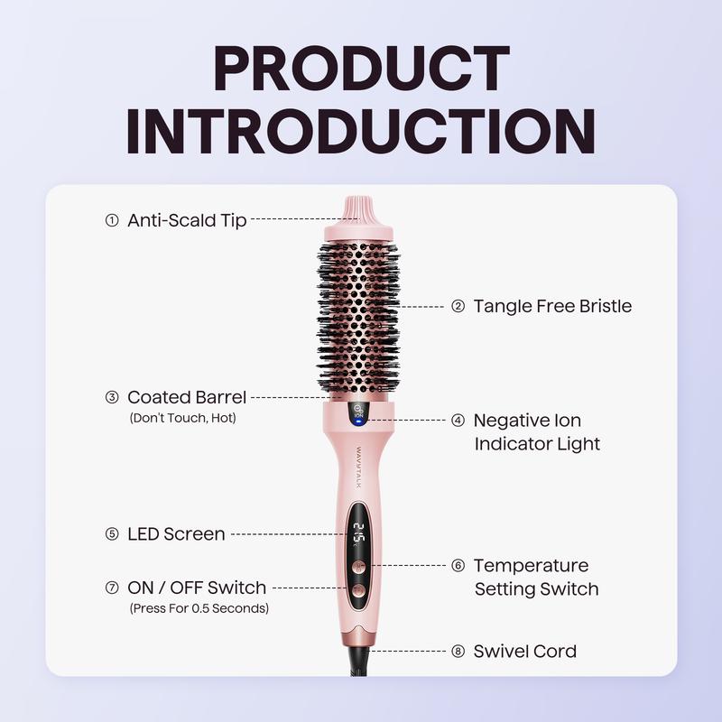 Heated Blowout Brush - 1.5 Inch Ceramic Thermal Round Brush for Volumizing Hair