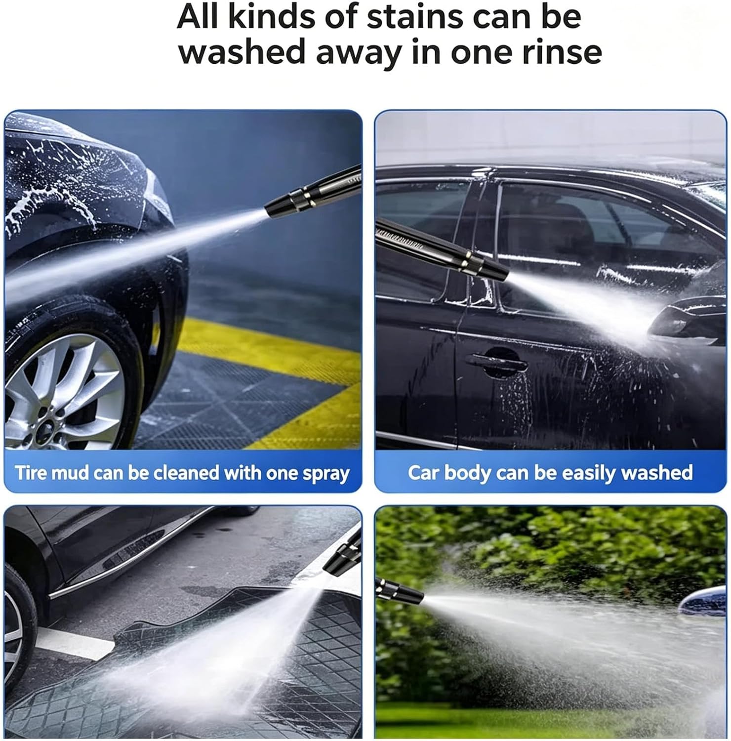 Home High-Pressure Car Wash Water Gun with Booster Nozzle, Home High-Pressure Car Wash Water Gun with Booster Nozzle and Hose, for Watering Plants and Vegetables, and Car Washing (3PCS)
