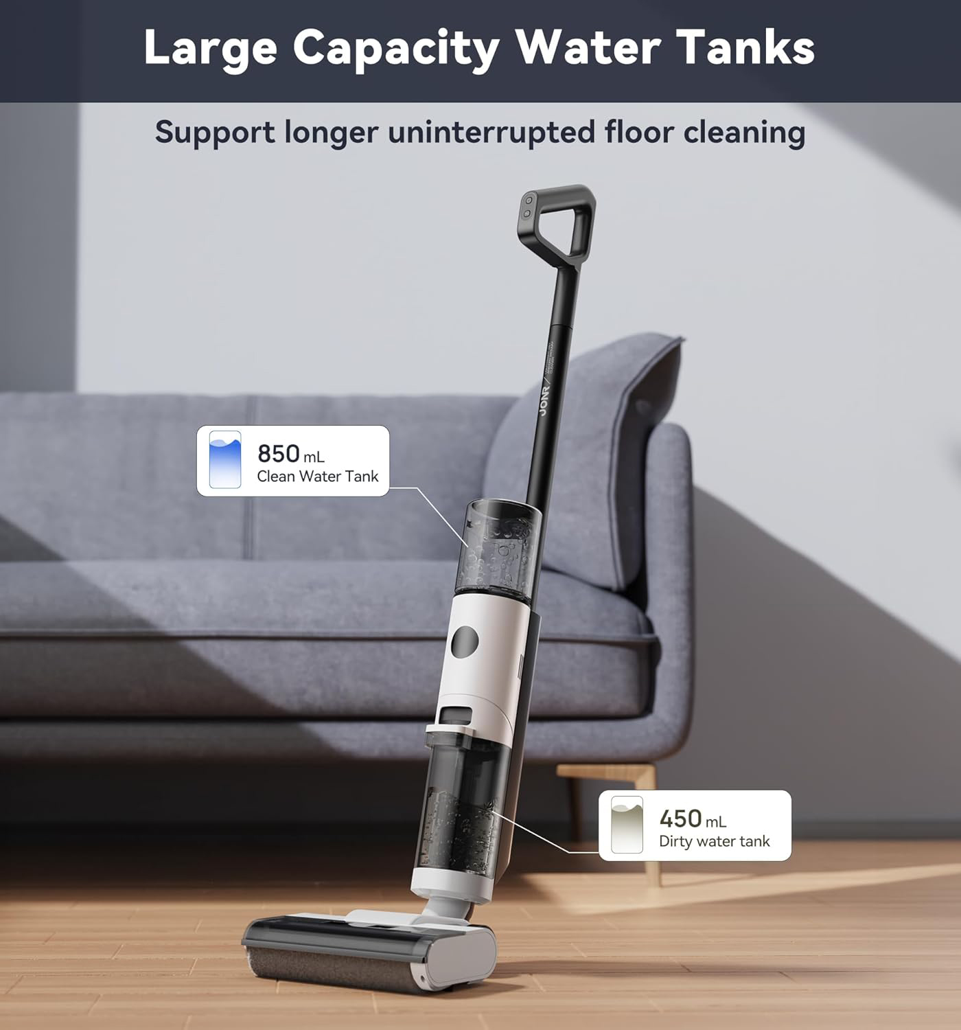 ED12 Wet Dry Vacuum Cleaner,Cordless Floor Cleaning Suitable for Combination of Hard Floor Vacuum Cleaner and Mop,one click self-cleaning,0.1 inch Edge Cleaning,Easy to Clean Dust,Spills,Pet Hair