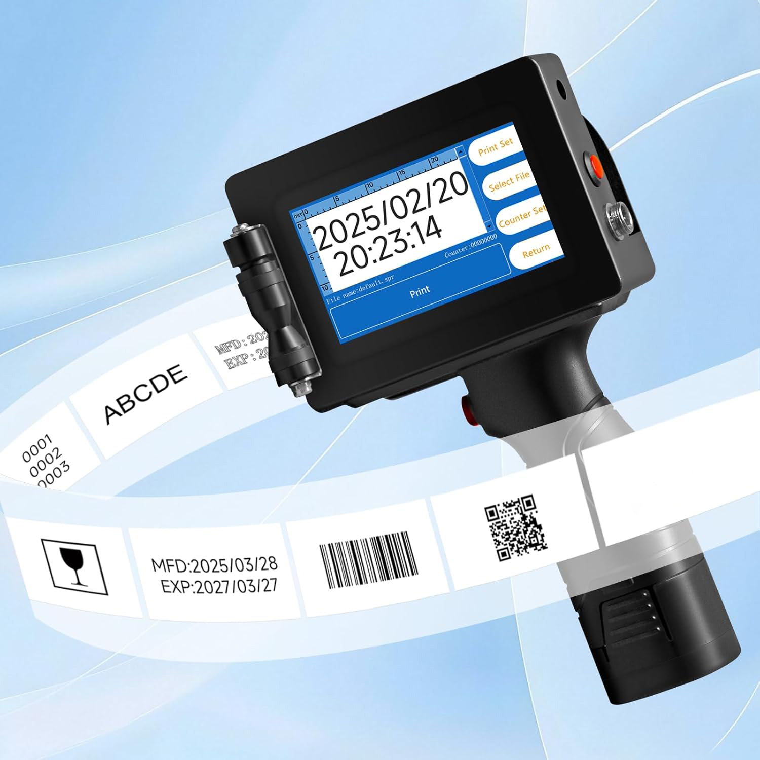 PEKOKO LB100S Intelligent Portable Hand Jet Handheld TIJ Thermal Inkjet Printer 12.7mm Online QR Bar Batch Date Number Coding Machine for Carton Box,Food Package,Drink Bottle