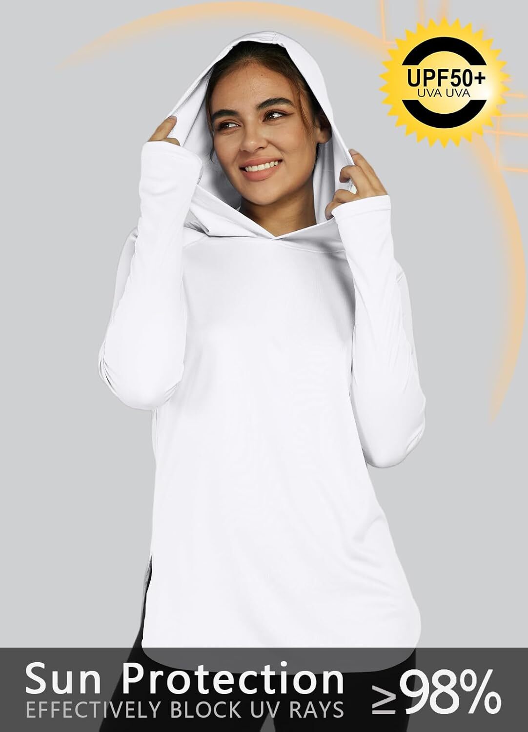 Women's Sun Protection Shirt UPF 50+ Long Sleeve Hoodie UV SPF T-Shirts Rash Guard Hiking Quick Dry Lightweight