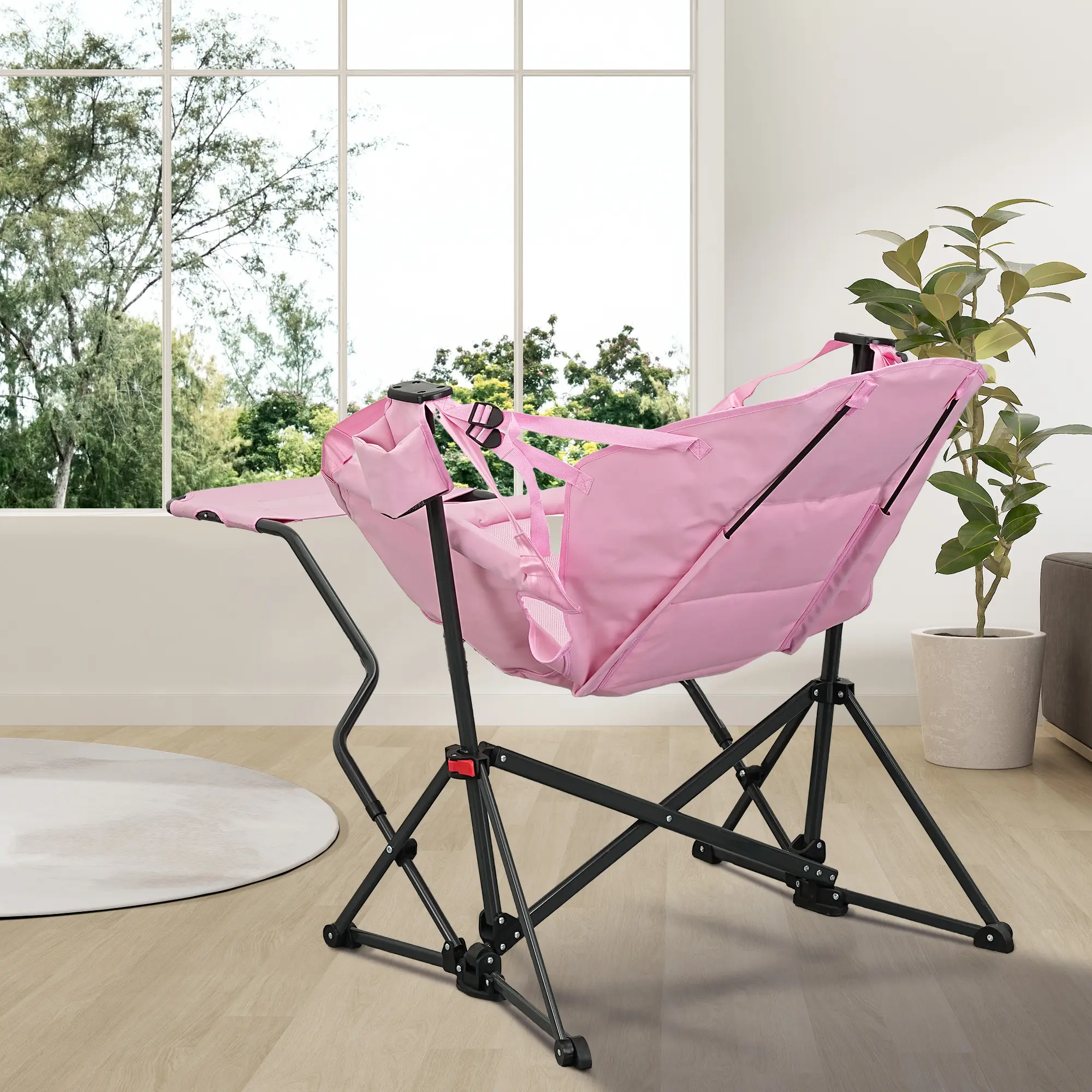 Portable Hammock Recliner Swing Chair with Stand & Footrest - 450 lbs Capacity