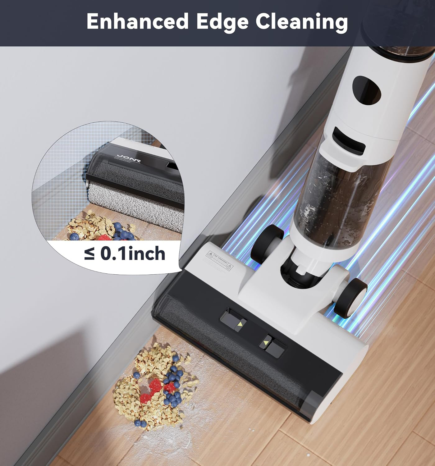 ED12 Wet Dry Vacuum Cleaner,Cordless Floor Cleaning Suitable for Combination of Hard Floor Vacuum Cleaner and Mop,one click self-cleaning,0.1 inch Edge Cleaning,Easy to Clean Dust,Spills,Pet Hair